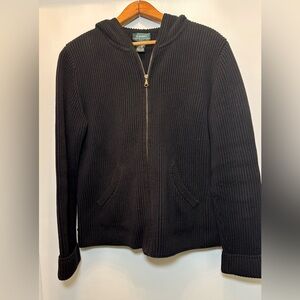 Lauren Ralph Lauren Full Zip Hoodie Black Sz L 100% Cotton